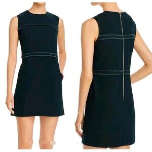 Donna Karan New York Designer Emerald Green Piped Mini Dress Size 6 Office Chic